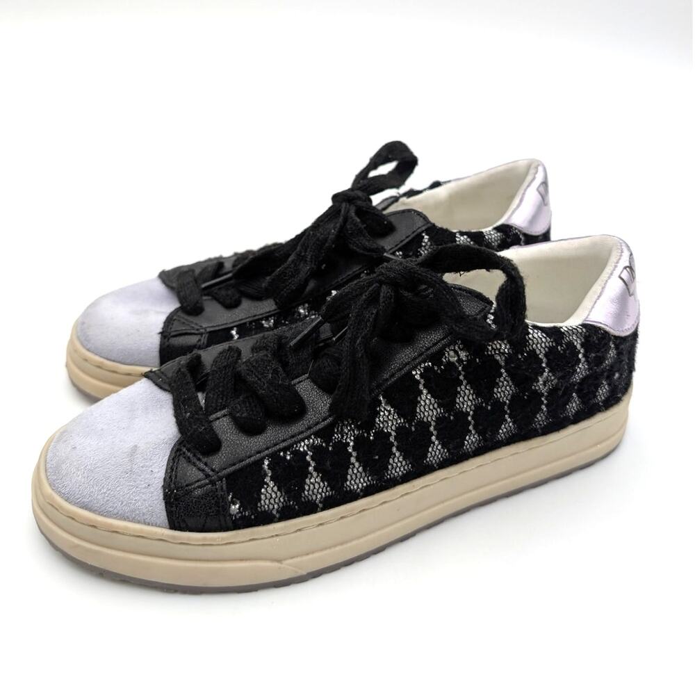 Steve Madden Jmolly Lace-Up Sneaker Shoes Round Toe Kids' Black Size US2M EU33